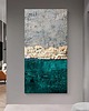 obrazy Obraz artystyczny 80x160cm w kolorach turkus złoto brudna biel 2