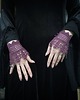 rękawiczki damskie Mankiety koronkowe śliwkowe fioletowe z koraliczkami lace cuffs 3