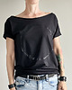 t-shirt damskie Czarne koło na czarnym Oversize 1
