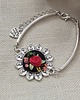bransoletki - inne Bransoletka z kwiatowym haftem srebrna II 1
