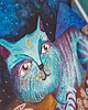 grafiki i ilustracje Irbis gwieździsty  nocą, akwarela 3
