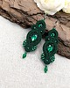 kolczyki soutache Kolczyki sutasz zielone "Orina" długie wiszące wieczorowe z kryształami 2