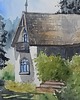 obrazy WYPRZEDAŻ SZTUKI! Akwarela Dom w zieleni oryginalny obraz 300g A3 30x42 cm 1