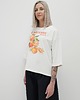 t-shirt damskie Bawełniana bluzka z pomarańczami o luźnym kroju z rękawem 3/4 3