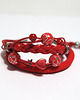 bransoletki - inne Bransoletka - Czerwona, koraliki - rzemienie 1