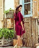sukienki mini damskie 287-18 SOFIA Sukienka motyl z wiązaniem w pasie - BORDOWA 3