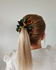 gumki do włosów Satynowa gumka satynowa scrunchie owijka frotka szmaragdowy blask MAXI 1
