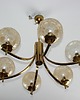 lampy wiszące Żyrandol vintage lata 70. Mosiądz, aluminium i szkło 6x E14 6