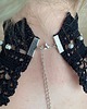 chokery Czarny koronkowy choker z ażurowymi koraliczkami 2