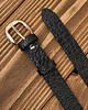 paski damskie Pasek damski skórzany 100 cm do spodni wąski czarny croco złota klamra PG-12- 3
