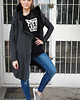 bluza z kapturem damska Oversize bluza grafit asymetryczna ogromny kaptur 1