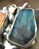 bransoletki wire wrapping Surowy labradoryt z bursztynem   - BRANSOLETA MANKIET - CUFF 2