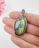 wisiory Naszyjnik Labradoryt Owal stal chirurgiczna wisiorek handmade wirewrapping 4