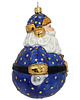 bombki Szklana bombka ręcznie malowana niebieski kulisty Mikołaj w kropki 3