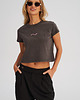 t-shirt damskie Krótka koszulka damska CROPPED sprany grafit 6
