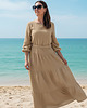 sukienki maxi damskie Eko długa bieżowa muślinowa sukienka Sandra 2