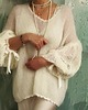 swetry damskie Sweter boho śmietanka ecru z szydełkową koronką 3