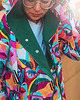 bluza z kapturem damska TWARZE długa bluza oversize z wzorzystej tkaniny 3