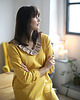 sukienki midi damskie Bluzo sukienka z falbanką oversize yellow 4