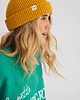 czapki damskie Krótka czapka prążkowana musztardowa 5