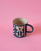 kubki Duży Granatowy Kubek Ceramiczny w Stylu Vintage - Sgraffito, Ceramika 6
