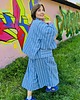 spodnie materiałowe damskie Jeansowe spodnie culotte w paski 4