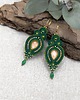 kolczyki soutache Verra kolczyki sutasz złoto zielone lekkie wiosnne z kryształkami 2