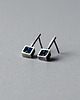 kolczyki wire wrapping Srebrne kolczyki wkrętki BLACK SQUARE 2