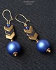 kolczyki szklane Hematytowe szewrony urocze długie modne kolczyki w stylu boho handmade 1