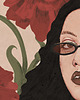 plakaty Women with red flowers  plakat ilustracja 1