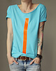 t-shirt damskie Pomarańczowa kreska turkusowy oversize 2