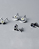 kolczyki wire wrapping Srebrne kolczyki wkrętki BLACK SQUARE 5