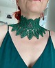 chokery Zielony butelkowy koronkowy choker/kolia celtycka 1