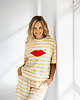 t-shirt damskie Bluzka Joy Usta Szerokie Paski Banan 2