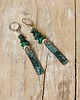 kolczyki z mosiądzu Kolczyki z patynowanej miedzi i malachitu /1/ biżuteria handmade, rękodzieło 2
