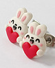 kolczyki z masy plastycznej Kolczyki białe króliki z serduszkiem 1