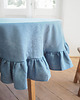 obrusy i serwetki Obrus okrągły z falbanką heavy linen DUSTY BLUE 1
