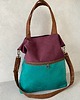 torby na ramię Duża torba z zapinaną kieszenią - oberżyna, zieleń, koniak 4