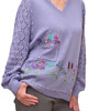 swetry damskie  Fioletowy sweter z kaszmiru z haftami i ażurowymi rękawami XL/XXL 2
