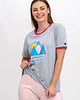 t-shirt damskie T SHIRT DAMSKI w szare paski z nadrukiem 2
