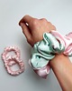 gumki do włosów Róż i mięta  - zestaw jedwabnych scrunchie 1