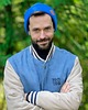 czapki i kapelusze męskie Czapka Wywijana DWUSTRONNA logo z ekoskórki Niebieska 2