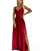 sukienki maxi damskie 299-14 CHIARA elegancka maxi satynowa suknia na ramiączkach - czerwona 2