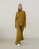 komplety damskie Kanani komplet spodnie dzwony i bluza z golfem oliwkowy 5