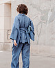 bluzki kimonowe damskie Kimono lniane niebieskie,  bluzka 100% len niebieska 2