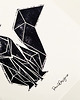 grafiki i ilustracje Czarny lis origami, plakat A4 3