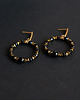 kolczyki z kamieniami Czarno-złote wiszące kolczyki z kółkami 1