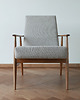 fotele Fotel Lisek PRL, Typ 300-190, Po renowacji, Vintage, Beżowy; Dębowy 4
