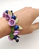 bransoletki - inne Bransoletka z różami i borówkami handmade kwiaty fioletowe prezent 1