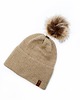 czapki damskie Beżowa czapka merino z odczepianym pomponem 1